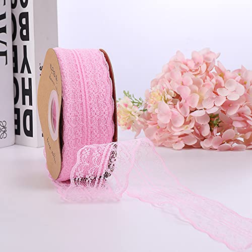 Spitzenbordüre Vintage Spitzenband Spitze-Borten Dekoband Zierband Geschenkband Spitzenborte Spitzenbesatz für Hochzeit Tischdeko DIY Nähen Basteln Scrapbooking Geschenkbox (45mx4.5cm),Rosa #1 von Duories