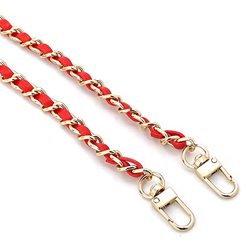 Taschenkette 120cm,Tasche Schultergurt Kette Accessoires Tasche mit Metallband Diagonal Durch die Lederkette,Ersatzzubehör für Handtaschen,Umhängetaschen,Geldbörsen,Hellgoldene Kette (rot) von Duories