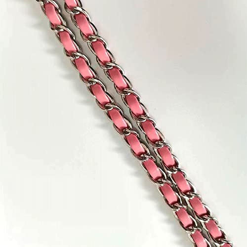 Taschenkette 120cm,Tasche Schultergurt Kette Accessoires Tasche mit Metallband Diagonal Durch die Lederkette,Ersatzzubehör für Handtaschen,Umhängetaschen,Geldbörsen,Silberkette (Rosa) von Duories