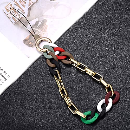 Universale Bunte Acrylkette Handykette Handgelenkschlaufe Kette Handy Lanyard Handy Anhänger Telefonkette Schlüsselanhänger Handygürtel Handyschmuck Hängende Kette Handschlaufe Taschenanhänger von Duories