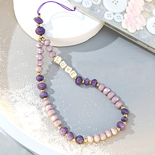 Universale Handykette Perlen Handyanhänger,Handy Schlüsselban Handy Lanyard Telefon Anhänger Seil Bunte Love Kristall Stein Perlen Telefon Kette Strap für Frauen,Auto Schlüsselanhänge,30cm Violett Universale Handykette Perlen Handyanhänger,Handy Schlüsselban Handy Lanyard Telefon Anhänger Seil Bunte Love Kristall Stein Perlen Telefon Kette Strap für Frauen,Auto Schlüsselanhänge,30cm Violett von Duories