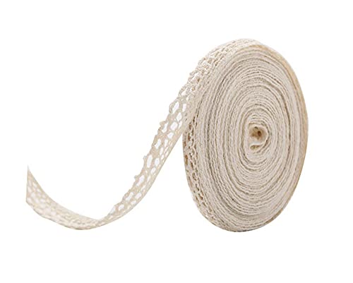 Vintage Spitzenband,30m Baumwolle Spitzenborte Häkelspitze-Borten Dekoband Zierspitze Spitzenbordüre Zierband Spitzenstoff Geschenkband für Nähen Basteln Hochzeit Weihnachten Geschenke Deko,Beige 1cm von Duories