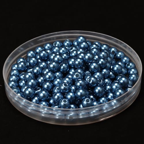 ca.450 STK 8mm Runde Perlen zum Basteln, Kunststoffperlen Bunte Bastelperlen Perlen,Perlen zum Auffädeln für DIY Schmuck Zubehör, Streudeko Deko Perlen für Hochzeit Taufe Party Tischdeko,Graublau von Duories