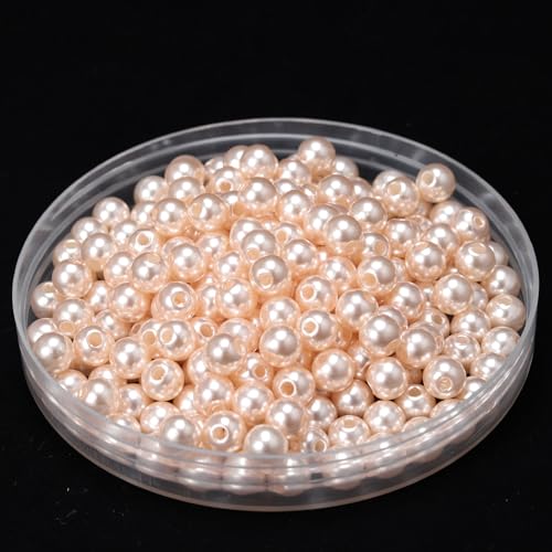 ca.55 STK 16mm Runde Perlen zum Basteln, Kunststoffperlen Bunte Bastelperlen Perlen,Perlen zum Auffädeln für DIY Schmuck Zubehör, Streudeko Deko Perlen für Hochzeit Taufe Party Tischdeko,Champagner von Duories