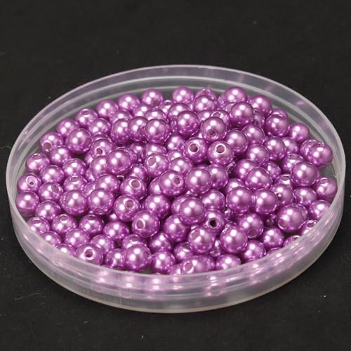 ca.80 STK 14mm Runde Perlen zum Basteln, Kunststoffperlen Bunte Bastelperlen Perlen,Perlen zum Auffädeln für DIY Schmuck Zubehör, Streudeko Deko Perlen für Hochzeit Taufe Party Tischdeko,Rotviolett von Duories