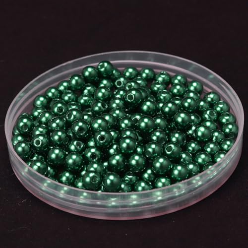 ca.80 STK 14mm Runde Perlen zum Basteln, Kunststoffperlen Bunte Bastelperlen Perlen,Perlen zum Auffädeln für DIY Schmuck Zubehör, Streudeko Deko Perlen für Hochzeit Taufe Party Tischdeko,Dunkelgrün von Duories