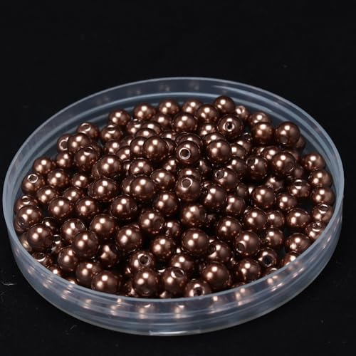 ca.80 STK 14mm Runde Perlen zum Basteln, Kunststoffperlen Bunte Bastelperlen Perlen,Perlen zum Auffädeln für DIY Schmuck Zubehör, Streudeko Deko Perlen für Hochzeit Taufe Party Tischdeko,Braun von Duories