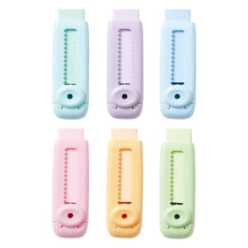 Duqulle Retractable Radiergummi Für Kinder - 6 Stück Radiergummi mit Schiebemechanismus für Schüler,Tragbarer Schülerbedarf - Schule Büro Arbeitsplatz von Duqulle