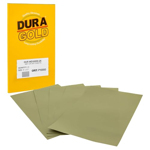 Dura-Gold Premium Schleifpapier mit Körnung 10000, nass oder trocken, 14 x 22,9 cm, Box mit 25 Stück – Auto-Farbschleifen, Details, Polieren von Holz, Kunststoff, Glas, Epoxy, Stein, Metall-Finish Dura-Gold Premium Schleifpapier mit Körnung 10000, nass oder trocken, 14 x 22,9 cm, Box mit 25 Stück – Auto-Farbschleifen, Details, Polieren von Holz, Kunststoff, Glas, Epoxy, Stein, Metall-Finish von Dura-Gold