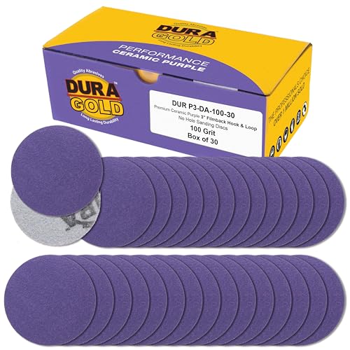 Dura-Gold Premium Schleifscheiben aus Keramik, Körnung 100, 7,6 cm, Violett, 30 Stück, Klett-Rückseite, Schleifpapier für DA-Schleifer, Bohrer, Schleifer, Rotationswerkzeug – Sand, Karosseriefarbe Dura-Gold Premium Schleifscheiben aus Keramik, Körnung 100, 7,6 cm, Violett, 30 Stück, Klett-Rückseite, Schleifpapier für DA-Schleifer, Bohrer, Schleifer, Rotationswerkzeug – Sand, Karosseriefarbe von Dura-Gold
