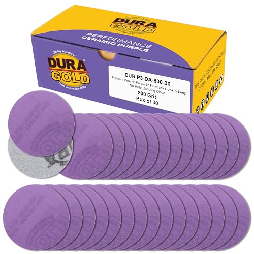 Dura-Gold Premium Schleifscheiben aus Keramik, Körnung 800, 7,6 cm, Violett, 30 Stück, Klett-Rückseite, Schleifpapier für DA-Schleifer, Bohrer, Schleifer, Rotationswerkzeug – Sand, Karosseriefarbe Dura-Gold Premium Schleifscheiben aus Keramik, Körnung 800, 7,6 cm, Violett, 30 Stück, Klett-Rückseite, Schleifpapier für DA-Schleifer, Bohrer, Schleifer, Rotationswerkzeug – Sand, Karosseriefarbe von Dura-Gold