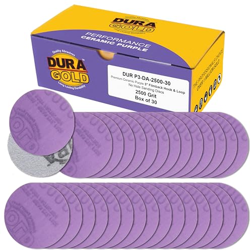 Dura-Gold Premium Schleifscheiben mit 2500er-Körnung, 7,6 cm, violette Folie, Keramik-Schleifscheiben, 30 Stück, Klett-Rückseite, Schleifpapier für DA-Schleifer, Bohrer, Schleifer, Rotationswerkzeug Dura-Gold Premium Schleifscheiben mit 2500er-Körnung, 7,6 cm, violette Folie, Keramik-Schleifscheiben, 30 Stück, Klett-Rückseite, Schleifpapier für DA-Schleifer, Bohrer, Schleifer, Rotationswerkzeug von Dura-Gold