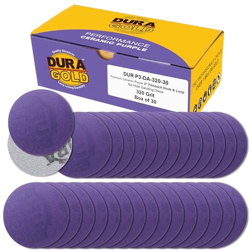 Dura-Gold Premium Schleifscheiben mit 320er-Körnung, 7,6 cm, violette Folie, Keramik-Schleifscheiben, 30 Stück, Klett-Rückseite, Schleifpapier für DA-Schleifer, Bohrer, Schleifer, Rotationswerkzeug von Dura-Gold