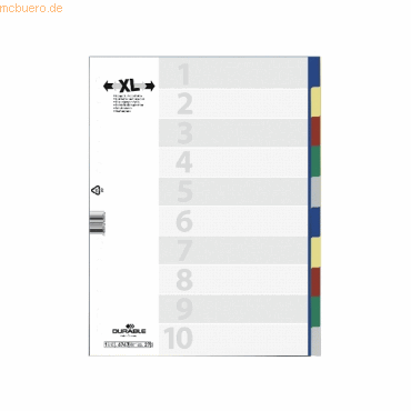 20 x Durable Register A4+ blanko PP 10-teilig farbig von Durable