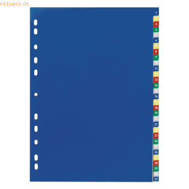 Durable Register A4 1-31 PP farbig von Durable
