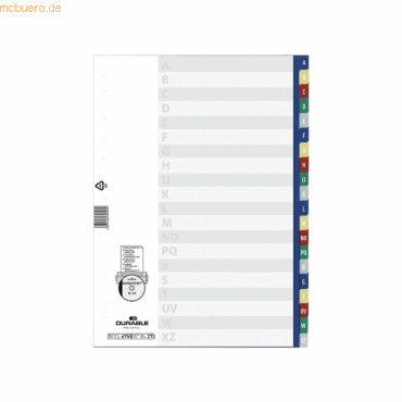 Durable Register A4 A-Z PP farbig von Durable