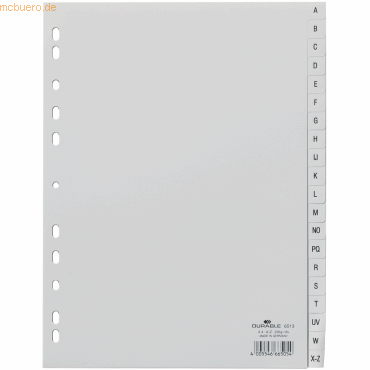 20 x Durable Register A4 A-Z PP grau von Durable