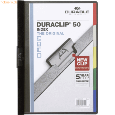 25 x Durable Cliphefter Duraclip Original 50 index schwarz von Durable
