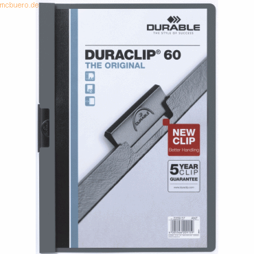 Durable Klemmmappe Duraclip Original 60 bis 60 Blatt A4 anthrazit/grau von Durable