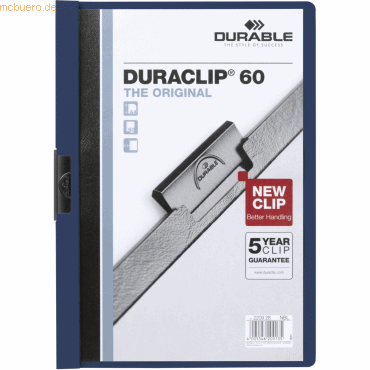 25 x Durable Klemmmappe Duraclip Original 60 bis 60 Blatt A4 nachtblau von Durable