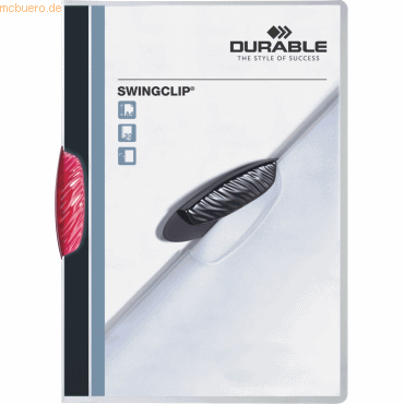 25 x Durable Klemmmappe Swingclip A4 PP 30 Blatt purpur rot von Durable