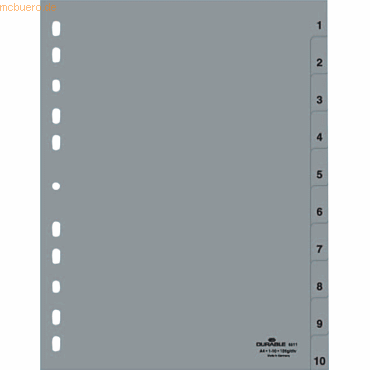 25 x Durable Register A4 1-10 PP grau von Durable