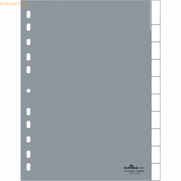 25 x Durable Register A4 blanko 10-teilig grau von Durable