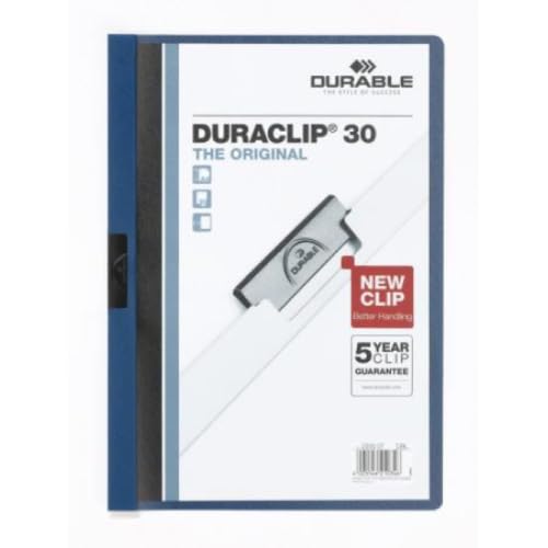 5 Stück DURACLIP Klemmmappe 30 DIN A4 dunkelblau von Durable