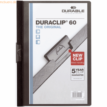 5 x Durable Cliphefter Duraclip Original 60 schwarz 5 Stück von Durable