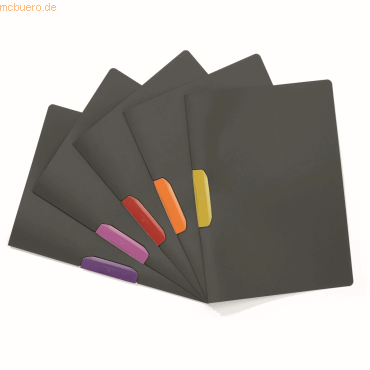 5 x Durable Klemm-Mappe Duraswing Color PP 30 Blatt anthrazit mit farb von Durable
