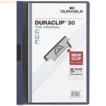 5 x Durable Klemmmappe Duraclip 30 dunkelblau VE=5 Stück von Durable