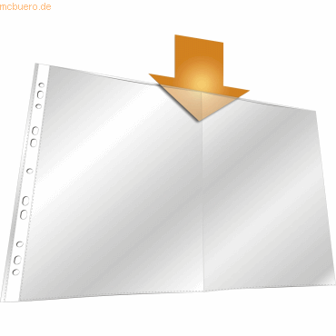 5 x Durable Prospekthüllen A3quer PP 60my oben offen auf A4 gefalzt VE von Durable