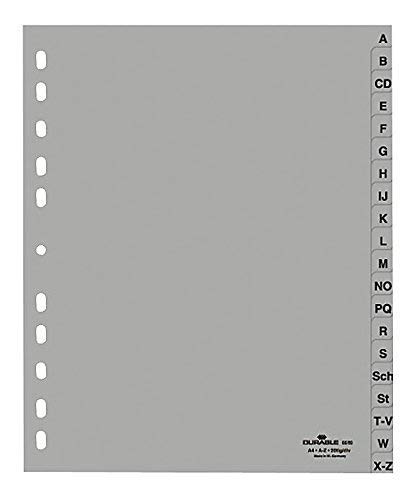 5er Pack Durable Ordnerregister DIN A4, A-Z, grau, 1 Stück, 6520-10 5er Pack Durable Ordnerregister DIN A4, A-Z, grau, 1 Stück, 6520-10 von Durable