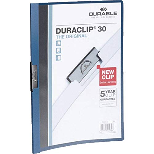 DURABLE,220007,Hunke AA8& JochheimKlemm-Mappe DURACLIP® Original30,Hartfolie,bis 30 Blatt, transparent/dunkelblau, 1 Stück von Durable