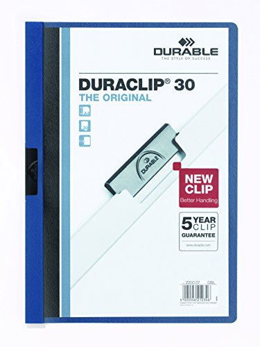 DURABLE,220007,Hunke AA8& JochheimKlemm-Mappe DURACLIP® Original30,Hartfolie,bis 30 Blatt, transparent/dunkelblau, 1 Stück von Durable