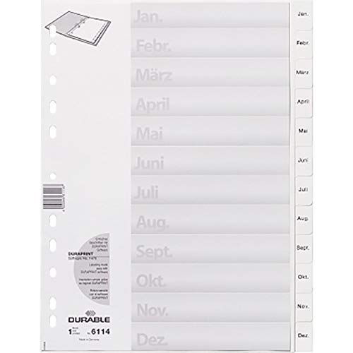 DURABLE 6114-02 Karton-Register, blanko, DIN A4, marmoriert, 12-teilig von Durable
