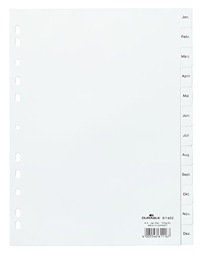 DURABLE 6114-02 Karton-Register, blanko, DIN A4, marmoriert, 12-teilig von Durable