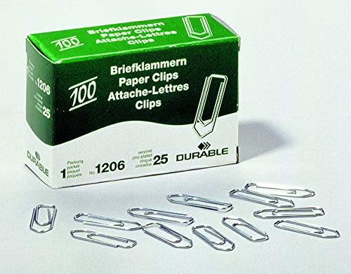 DURABLE Büroklammern, verzinkt, spitz, 26 mm, Sie erhalten 1 Packung, Packungsinhalt: 100 Stück DURABLE Büroklammern, verzinkt, spitz, 26 mm, Sie erhalten 1 Packung, Packungsinhalt: 100 Stück von Durable