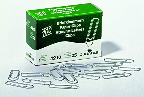 DURABLE Büroklammern, verzinkt, spitz, 32 mm, Sie erhalten 1 Packung, Packungsinhalt: 100 Stück von Durable