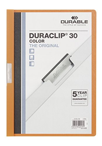 DURABLE Hunke & Jochheim Klemm-Mappe DURACLIP® 30 COLOR, Hartfolie, 30 Blatt, transparent/orange von Durable