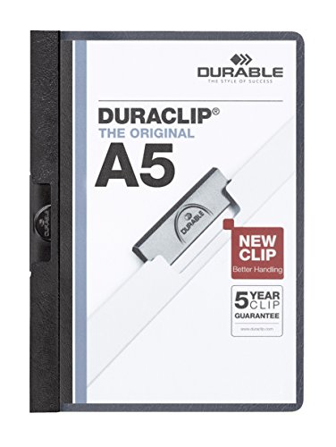 DURABLE Hunke & Jochheim Klemm-Mappe DURACLIP® A5, Hartfolie, 30 Blatt, transparent/schwarz von Durable