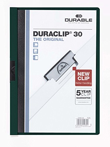 DURABLE Hunke & Jochheim Klemm-Mappe DURACLIP Original 30, Hartfolie, bis 30 Blatt, transparent/petrol von Durable