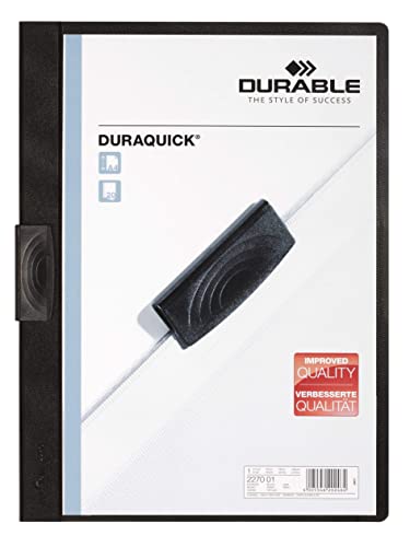 DURABLE Hunke & Jochheim Klemm-Mappe DURAQUICK®, Weich-/Hartfolie, 20 Blatt, transparent/Schwarz von Durable