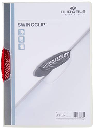 DURABLE Hunke & Jochheim Klemm-Mappe SWINGCLIP®, PP, 30 Blatt, Klemme purpur rot, Mappe transparent von Durable