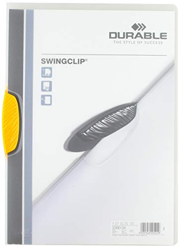 DURABLE Hunke & Jochheim Klemm-Mappe SWINGCLIP®, PP, 30 Blatt, gelbe Klemme, Mappe transparent von Durable