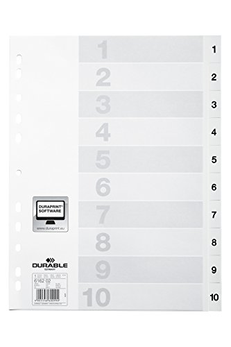DURABLE Hunke & Jochheim Register, PP, 1 - 10, weiß, DIN A4, 215/230 x 297 mm, 10 Blatt DURABLE Hunke & Jochheim Register, PP, 1 - 10, weiß, DIN A4, 215/230 x 297 mm, 10 Blatt von Durable
