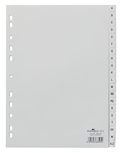 DURABLE Kunststoff-Register, A-Z, A4, 20-teilig, grau von Durable