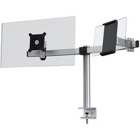 DURABLE Monitor-Halterung 508723 silber für 1 Monitor und 1 Tablet, Tischklemme von Durable
