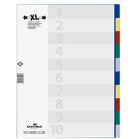 DURABLE Ordnerregister Vollformat, Überbreite blanko blau, gelb, rot, grün, grau 10-teilig, 1 Satz von Durable