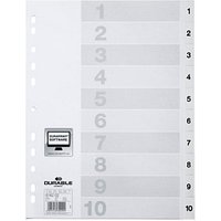 DURABLE Ordnerregister Vollformat 1-10 weiß 10-teilig, 1 Satz von Durable